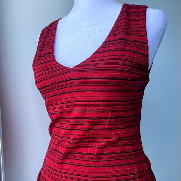 Forever 21 Vintage Womens Red Sleeveless Striped Basic Iridescent Tank Top - Picture 1 of 7
